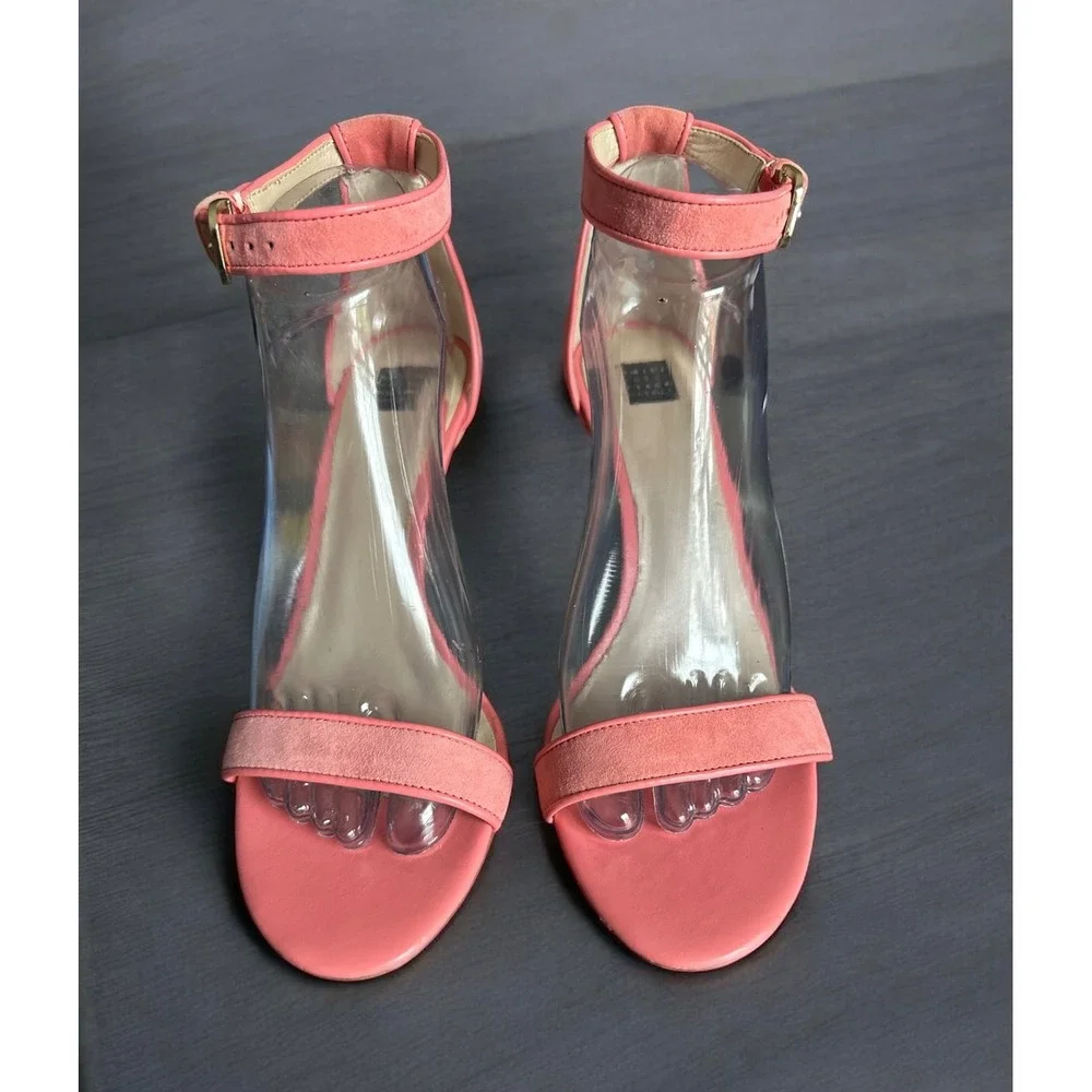 White House Black Market Pink Fabric Leather Ankle Strap Slingbacks‎ Sz 9.5M